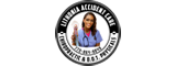 Circular badge design featuring a healthcare worker
